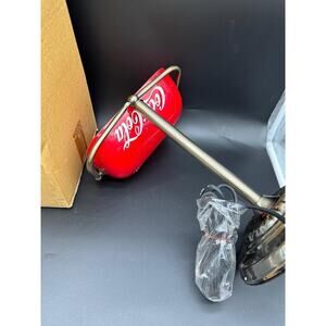 HTF COCA COLA Banker's Desk Lamp Glass Red Shade Metal Base 14"Tx10"W